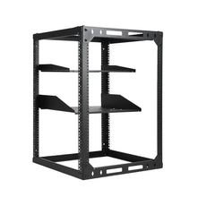 15U 4-Post Wall Mount Open Frame Rack, Side Mount, Floor-Standing w/ Casters Flat Box