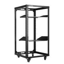 20U 4-Post Wall Mount Open Frame Rack, Side Mount, Floor-Standing w/ Casters Flat Box