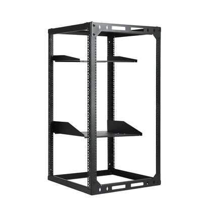 20U 4-Post Wall Mount Open Frame Rack, Side Mount, Floor-Standing w/ Casters Flat Box