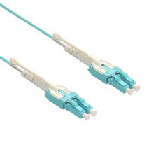 3m Uniboot LC/UPC-LC/UPC OM4 Multimode Duplex Aqua Fiber Optic Patch Cable with Pull Push