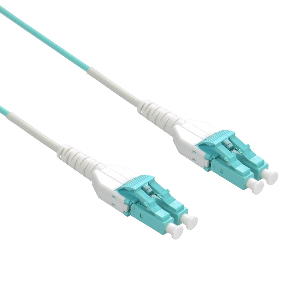 2m Uniboot LC/UPC-LC/UPC OM3 Multimode Duplex Aqua Fiber Optic Patch Cable Standard