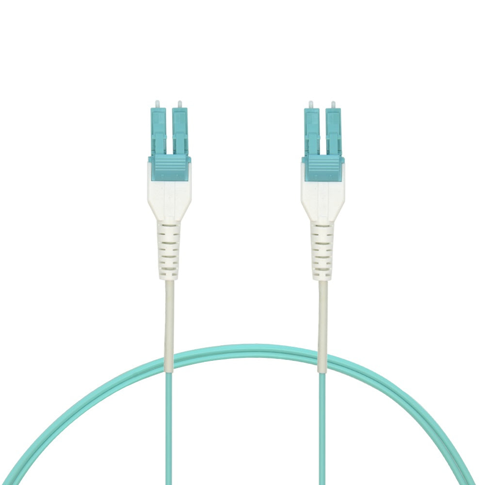 2m Uniboot LC/UPC-LC/UPC OM3 Multimode Duplex Aqua Fiber Optic Patch Cable Standard