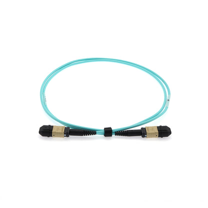 1m Senko MPO/UPC F/F 12-Fiber Type A OM3 Multimode Fiber Optic Cable Aqua