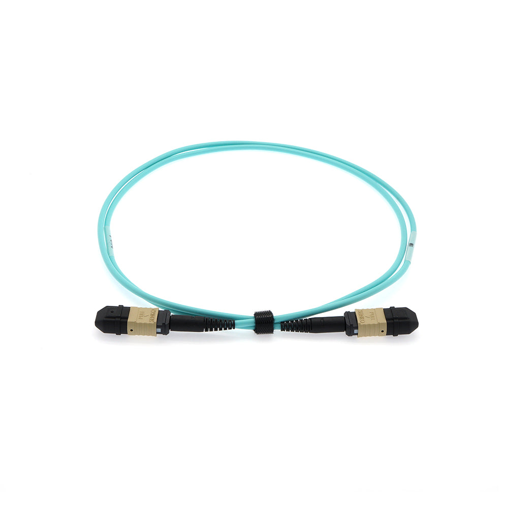 5m Senko MPO/UPC F/F 12-Fiber Type A OM3 Multimode Fiber Optic Cable Aqua