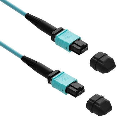 5m MPO OM3 Multimode 12-Fiber F to F Type B Aqua OFNR