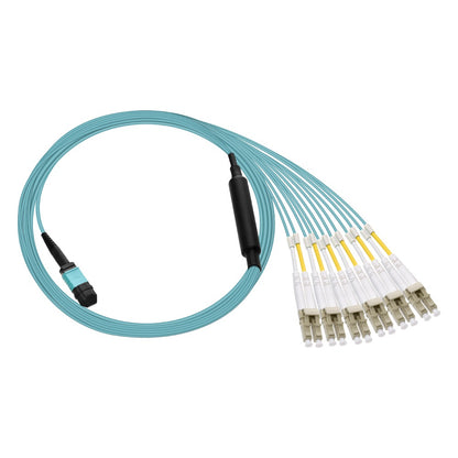 3m MPO OM4 to 12-Fiber to 6-LC Duplex Breakout Aqua OFNR