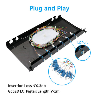 12 Port (LC) Slide Rack Mount ODF Fiber Optical Patch Panel