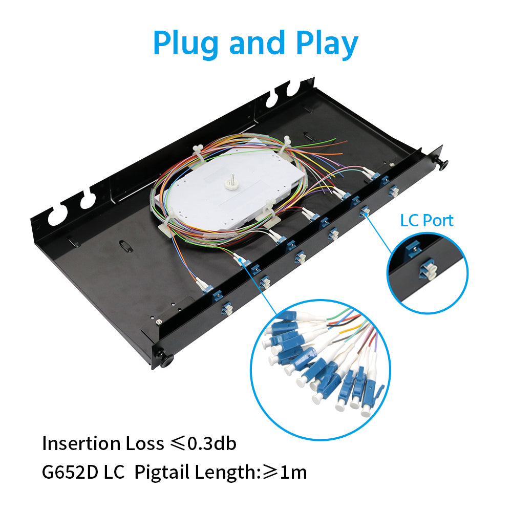 12 Port (LC) Slide Rack Mount ODF Fiber Optical Patch Panel