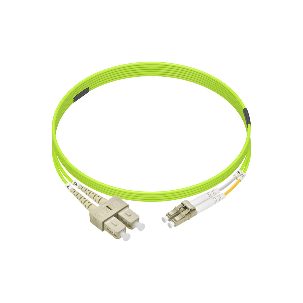 1m LC/UPC-SC/UPC OM5 Multimode Duplex OFNR 2.0mm Green Fiber Optic Patch Cable