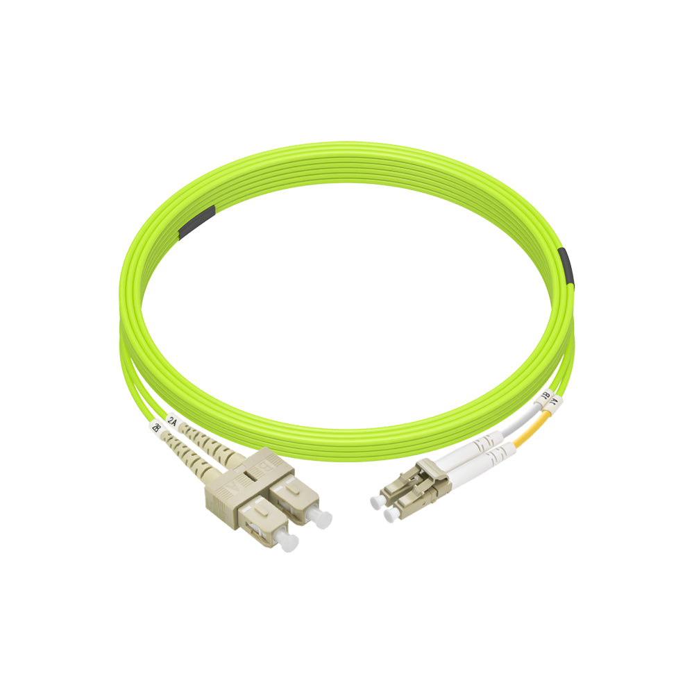 3m LC/UPC-SC/UPC OM5 Multimode Duplex OFNR 2.0mm Green Fiber Optic Patch Cable