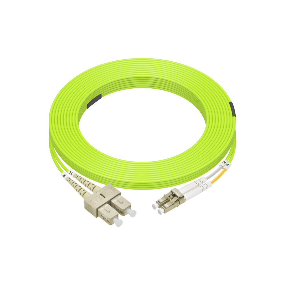 10m LC/UPC-SC/UPC OM5 Multimode Duplex OFNR 2.0mm Green Fiber Optic Patch Cable