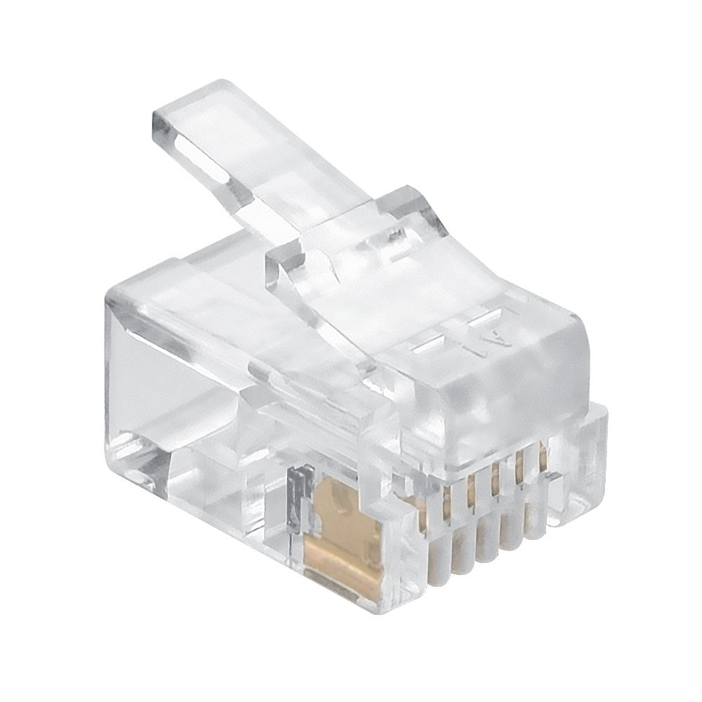 RJ12 (6P6C) Plug for Stranded Round Wire 100pk