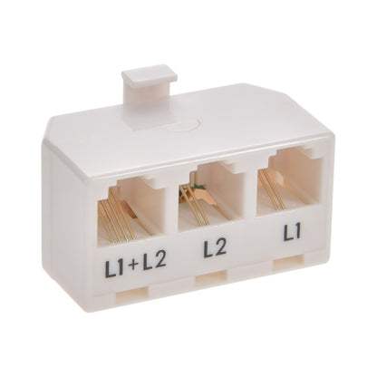 RJ11 6P4C Line Splitter, Line1/Line2/Line1+Line2