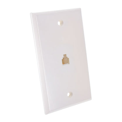 RJ11 Modular Single Port Wall Plate White, Smooth Face