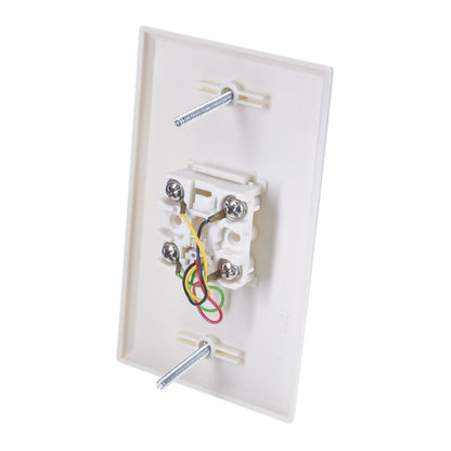RJ11 Modular Single Port Wall Plate White, Smooth Face