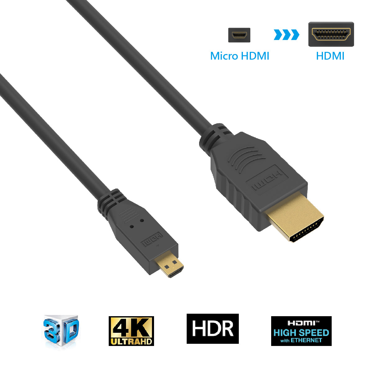 1.5Ft HDMI Male/Micro Cable 4K/60Hz