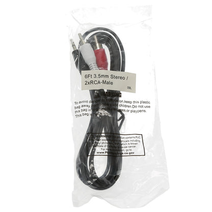 6Ft 3.5mm Stereo Plug to 2xRCA-M Cable