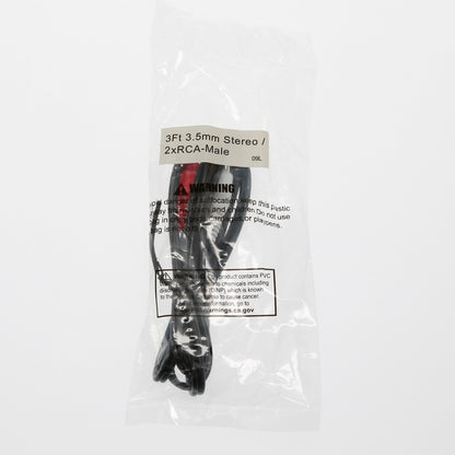 3Ft 3.5mm Stereo Plug to 2xRCA-M Cable