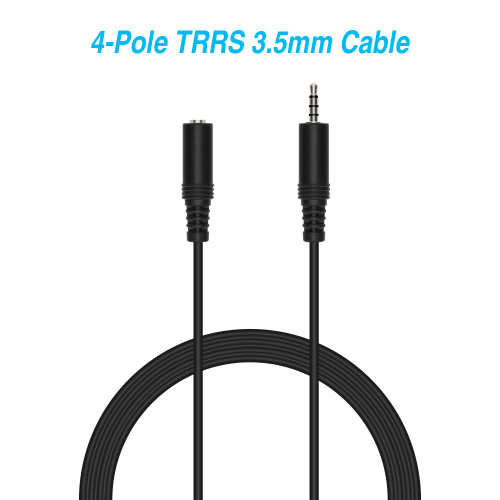 6Ft 3.5mm 4-Pole M/F Stereo TRRS Audio Cable