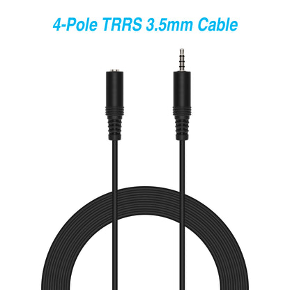 12Ft 3.5mm 4-Pole M/F Stereo TRRS Audio Cable