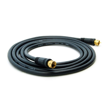 12Ft F-Type Screw-on RG6 Cable Black Gld Plated