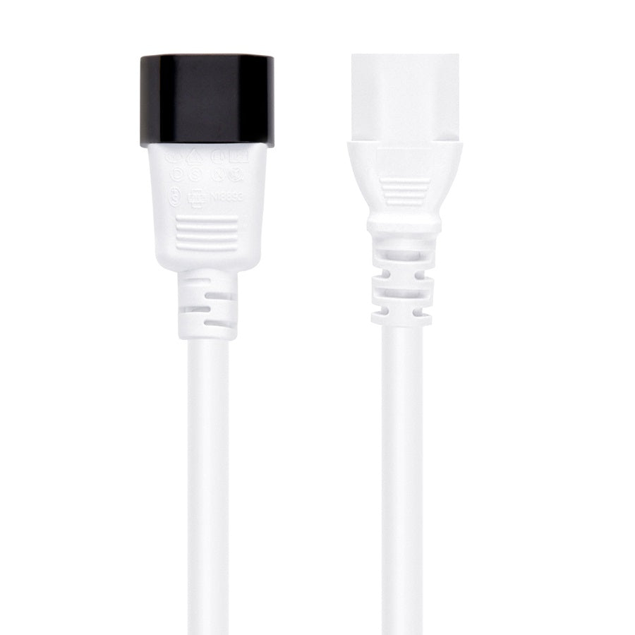 6Ft Power Extension Cord C13 to C14 White/SJT 14/3