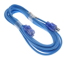 25Ft 14/3 SJTW Blue Power Extension Cord Lighted Clear Blue Plug