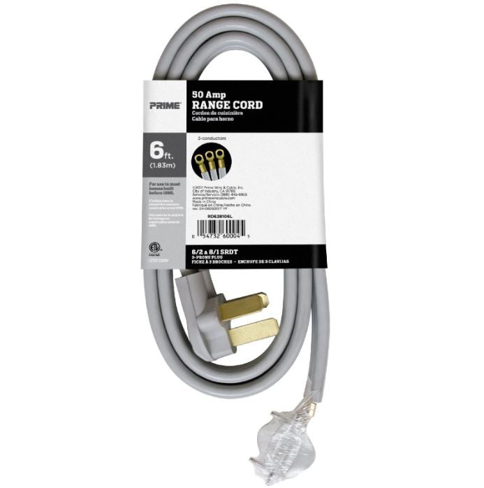 6Ft 6/2 & 8/1 50 Amp 3-Wire Range Cord
