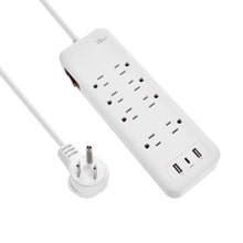 3Ft 8-Outlet Surge Protector 2USB-A+1USB-C,14AWG/3, 15A, 2450J White