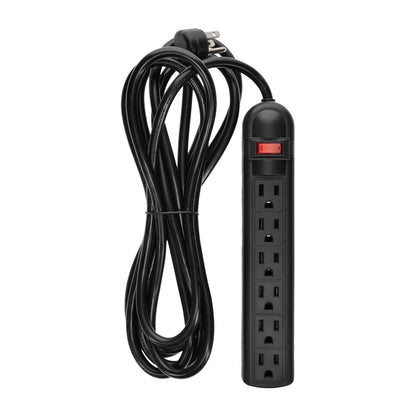 12Ft 6-Outlet Surge Protector 14AWG/3,15A, 90J Black Right Angle Plug