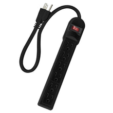 1.5 Ft 6-Outlet Surge Protector 14AWG/3 15A, 90J Black