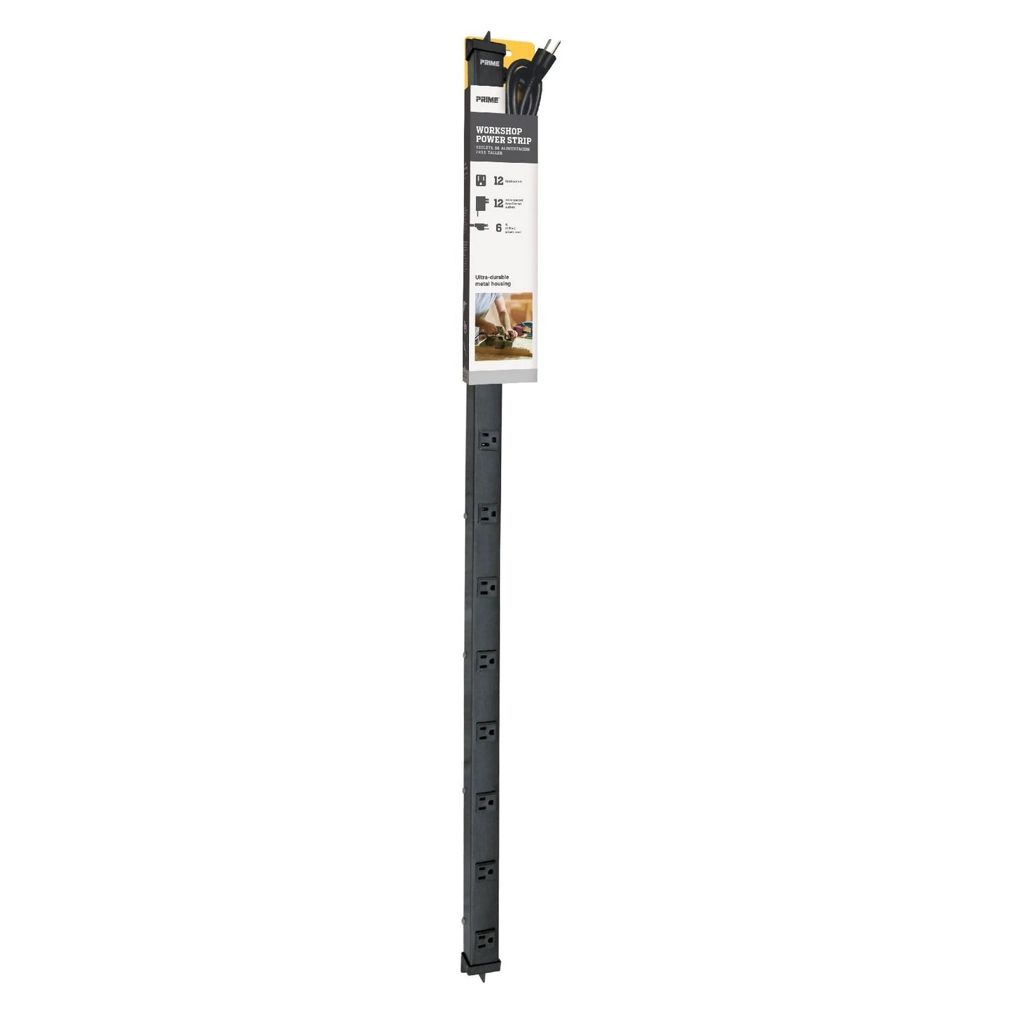 4Ft 12-Outlet Metal Power Strip with 6Ft Cord