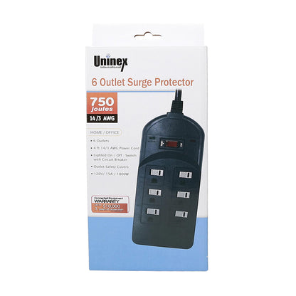 4Ft 6 Outlet Surge Protector With ENI/RFI Filter 750J  120V 15A