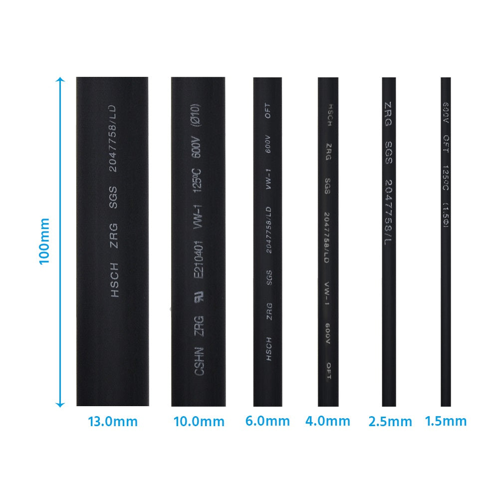 Heat Shrink Tube Kit, Black  (100pcs)