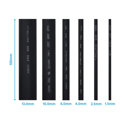 Heat Shrink Tube Kit, Black  (100pcs)