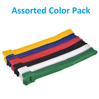 8" Hook and Loop Wrap Strap 1/2" Width Assorted colors , 60pc Pack