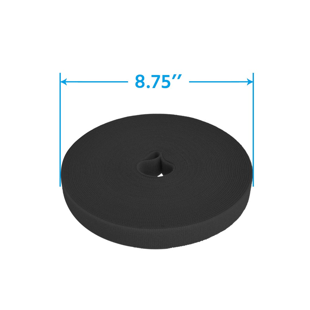50Ft 0.8" Width Hook and Loop Strap Tape Black