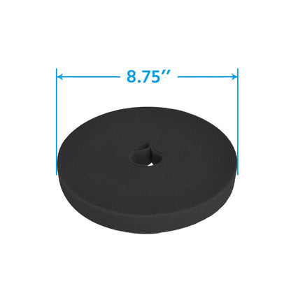 50Ft 0.8" Width Hook and Loop Strap Tape Black