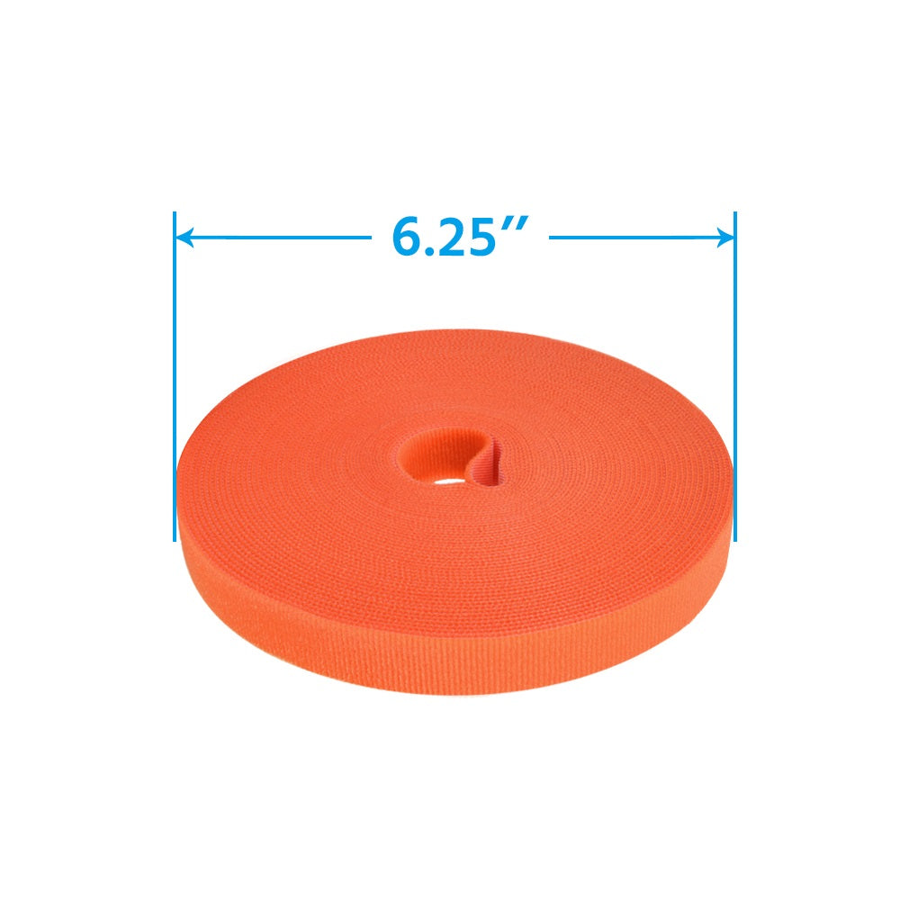 50Ft 0.8" Width Hook and Loop Strap Tape Orange
