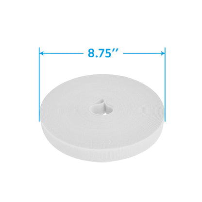 50Ft 0.8" Width Hook and Loop Strap Tape White