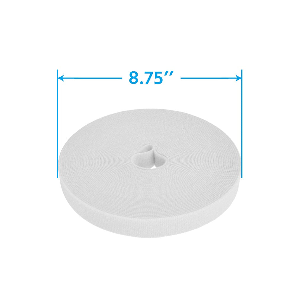50Ft 0.8" Width Hook and Loop Strap Tape White