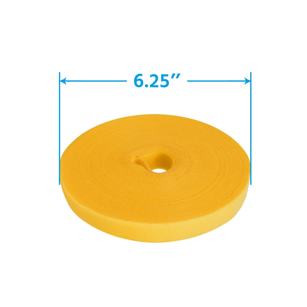 50Ft 0.8" Width Hook and Loop Strap Tape Yellow