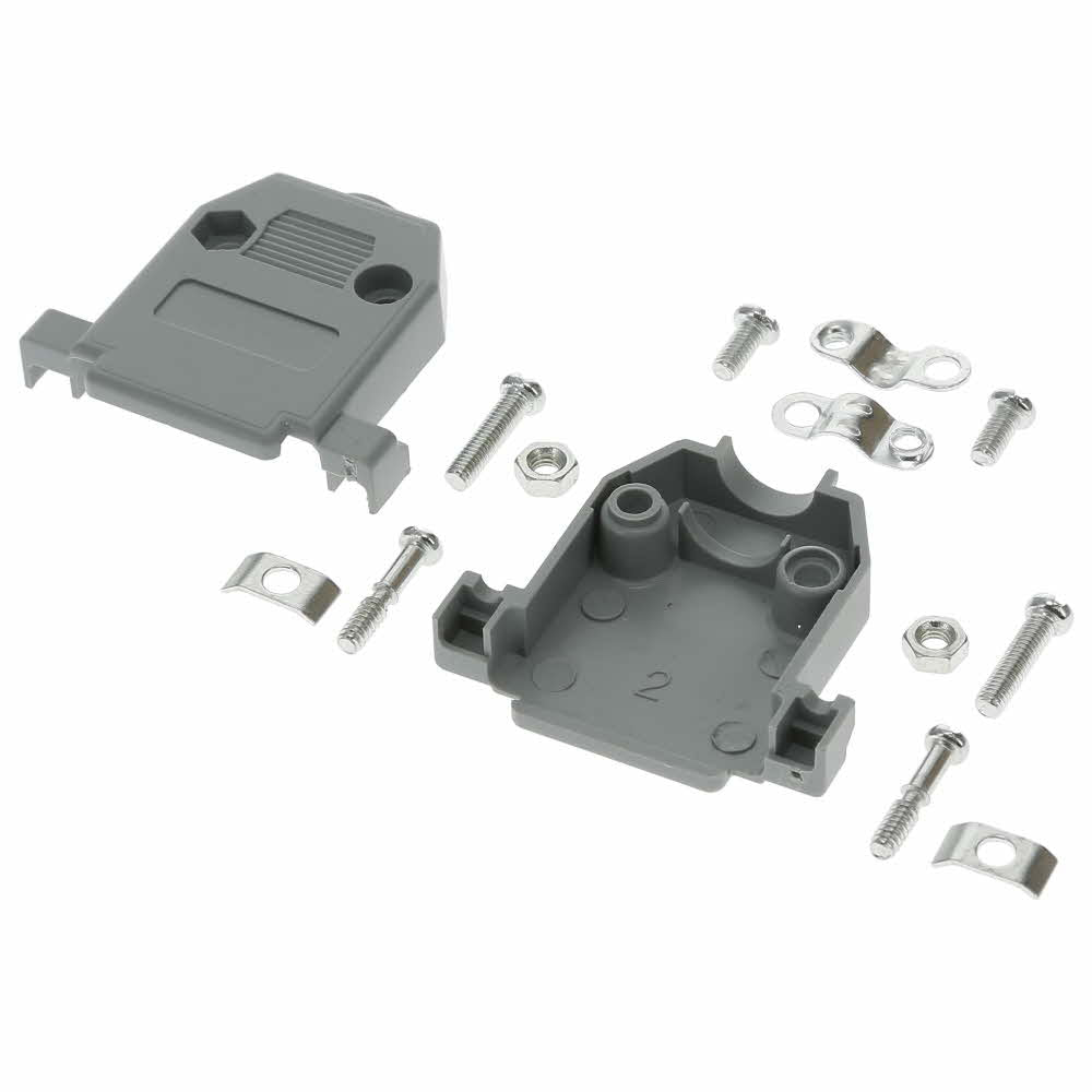 DB15 Plastic Hoods Gray Screw Type